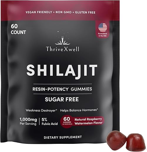 ThriveXwell - Gummies de Potência de Resina de Shilajit Puro do Himalaia para Homens – Marca: Pure