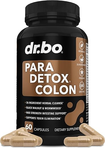 DR. BO - Pílulas de Limpeza do Cólon – Desintoxicação Corporal: Suplemento Natural para Limpeza Intestinal e Perda de Peso – Complexo de Limpeza para Estômago, Mulheres, Homens e Crianças – Artemísia, Nogueira Preta e Cravo