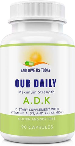 AND GIVE US TODAY OUR DAILY - Our Daily Vites – Suplemento Vitamínico ADK – Vitamina A, D3 – 60 cápsulas – Marca em Destaque