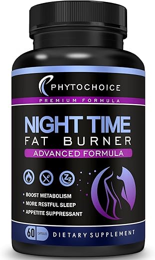 PHYTOCHOICE - Pílulas Noturnas para Perda de Peso – Bloqueador de Carboidratos e Supressor de Apetite com Melatonina – Queimador de Gordura Rápido para Mulheres – Impulsionador do Metabolismo Noturno – Queima de Gordura Durante a Noite