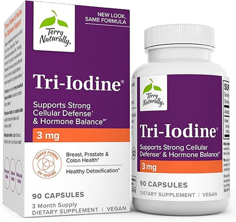 Tri-Iodine 3 mg – 90 Cápsulas – Suporte à Defesa Celular Forte - Terry Naturally
