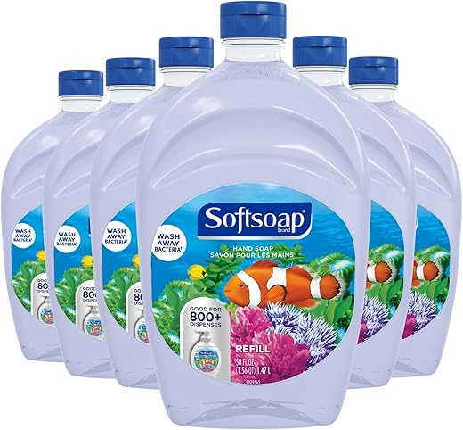 Softsoap - Recarga de Sabonete Líquido para as Mãos SOFTSOAP, Aquário, a Granel, Comercial, 300 ml Total (50 ml|Caixa com 6)