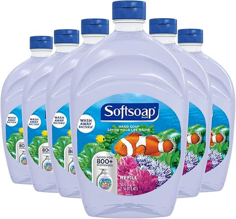 Softsoap - Recarga de Sabonete Líquido para as Mãos SOFTSOAP, Aquário, a Granel, Comercial, 300 ml Total (50 ml|Caixa com 6)