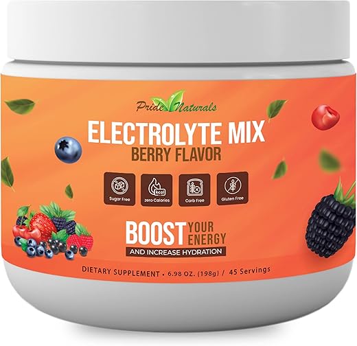 Pride Naturals Inc - Pó de Eletrólitos – Recuperação Refrescante pós-treino, Sem Açúcar, Sem Glúten