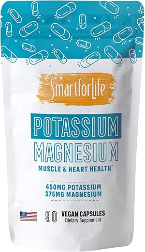 Smart for Life - SMART FOR LIFE Suplemento de Potássio e Magnésio – Complexo de Magnésio de Alta Absorção – 90 Cápsulas Veganas – Suplemento de Magnésio e Potássio para Saúde Vascular, Magnésio para Pernas