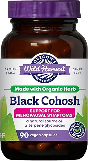 Oregon's Wild Harvest - Oregon’s Wild Harvest Black Cohosh Orgânico, 90 Cápsulas – Suplemento Herbal