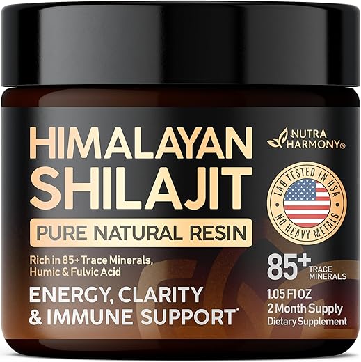NUTRAHARMONY - Shilajit Puro do Himalaia | Testado em Laboratório nos EUA | Shilajit Natural para Homens | Marca Shilajit Pure antes do texto