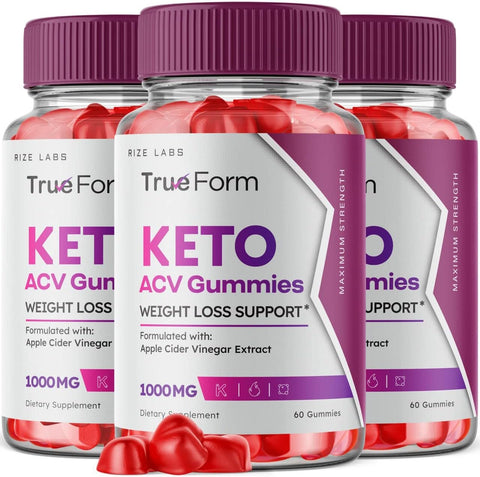 rize labs - (3 Pacotes) Gomitas True Form Keto – Suporte para Perda de Peso, Queima de Gordura Abdominal, Extrato de Vinagre de Maçã, Suplemento Energético Keto ACV Plus – True Form Gomitas