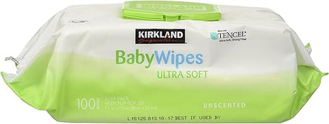 Kirkland Signature - Lenços Umedecidos para Bebês Kirkland Ultra Macios sem Fragrância com Tampa Flip, 100 Unidades (Pacote com 3)