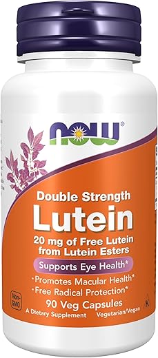 Lutein 20 mg – 90 Cápsulas Vegetais com 20 mg de Luteína Livre de Ésteres de Luteína - NOW Foods