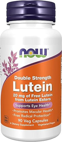 Lutein 20 mg – 90 Cápsulas Vegetais com 20 mg de Luteína Livre de Ésteres de Luteína - NOW Foods