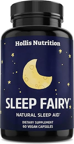 Hollis Nutrition - Sleep Fairy – Aid Natural para Dormir | Melatonina 10mg, L-Teanina, 5-HTP, Raiz de Valeriana, GABA, Magnésio, Camomila | Comprimidos Naturais para Dormir | Suplemento Não Viciante | Vegano
