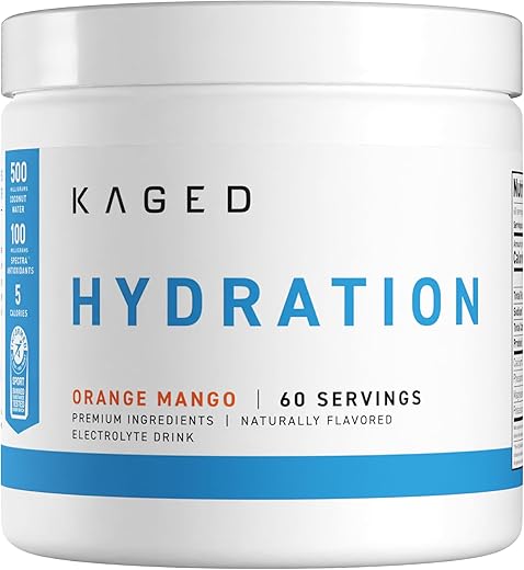 Pó Hidratante de Eletrólitos Kaged | Hydracharge Laranja Manga | Bebida Esportiva para Homens e Mulheres | Pré, Pós e Durante o Treino | 60 Porções