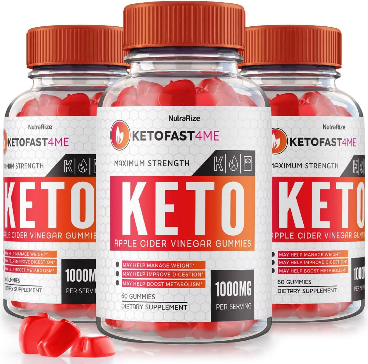 NutraRize - (3 Pacotes) Gomas KetoFast4ME ACV – KetoFast 4 ME Gomas Keto ACV, Gomas Keto Fast4ME para Perda de Peso Avançada, Suplemento de Força Máxima, Gomas Keto Fast 4 ME Gomitas Gummy