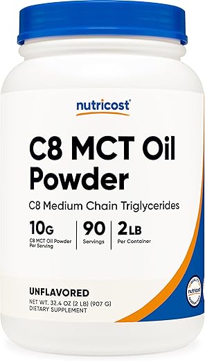 Óleo em Pó Nutricost C8 MCT 2LBS (32oz) – 95%% C8 MCT em Pó