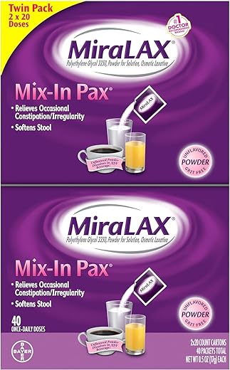 Pó Laxante para Alívio Suave da Constipação, Amolecedor de Fezes com PEG 3350, Sem Efeitos Colaterais Fortes, 1 Médico - MiraLAX
