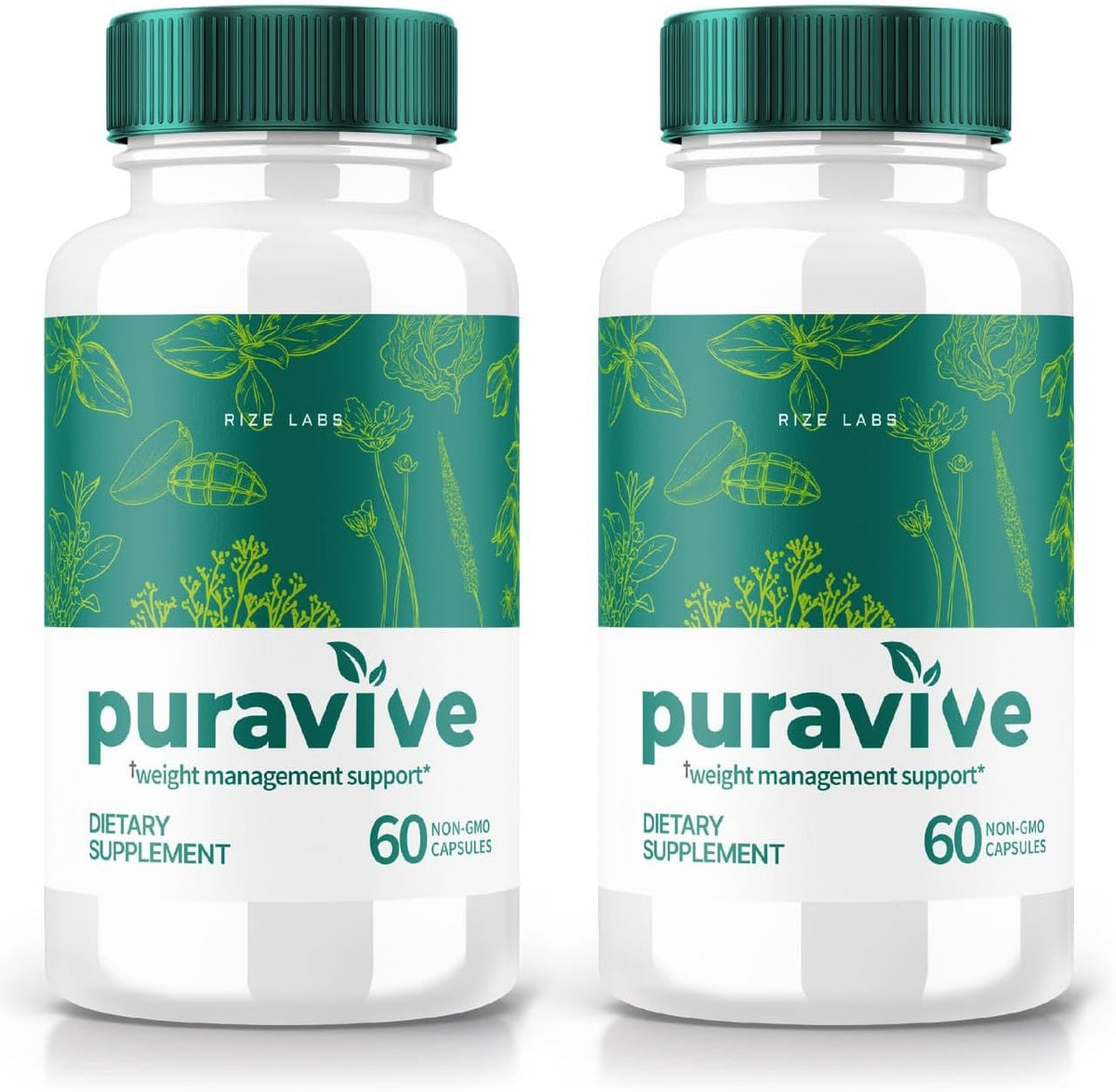 rize labs - (2 Pacotes) Puravive – Cápsulas de Emagrecimento, Método de Arroz Exótico Puravive, Detox Natural – Marca Puravive