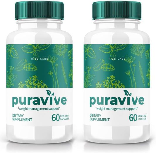 rize labs - (2 Pacotes) Puravive – Cápsulas de Emagrecimento, Método de Arroz Exótico Puravive, Detox Natural – Marca Puravive