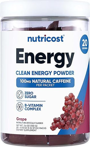 Energy Complex Stickpack (20 Porções) Sabor Uva – Sem Glúten e Não-OGM - Nutricost