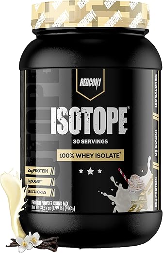 Isotope 100%% Whey Isolate, Baunilha – Proteína Whey Isolada Amigável ao Keto – Pó de Proteína Whey Sem Açúcar e Baixo Carboidrato – Proteína Whey Isolada Sem Lactose – Pó de Proteína Keto (30 Porções) - REDCON1