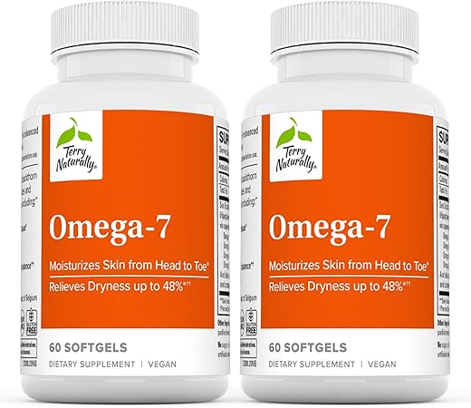 Omega-7 – Suplemento Nutricional para Apoiar a Saúde da Pele com Espinheiro Marítimo e Polpa de Frutas – Ácidos Graxos Essenciais – Marca Terry Naturally - Terry Naturally