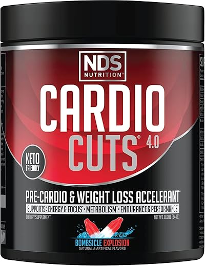 Cardio Cuts - NDS Nutrition 4.0 – Fórmula Avançada de Pré-Treino para Perda de Peso e Cardio com L-Carnitina, CLA, MCTs, L-Glutamina e Óleo de Cártamo – Bombsicle (40 Porções)