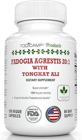 TODICAMP - Fadogia Agrestis 20:1 com Tongkat Ali 1000mg Complexo Longjack Extrato de Tongkat Ali com Fadogia Agrestis 600mg – 60 Dias de Fornecimento