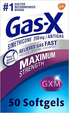 Alívio Máximo de Gases em Cápsulas Softgels com Simeticona 250 mg para Alívio de Inchaço – 50 Unidades - Gas-X