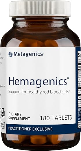 Hemagenics – Suplemento de Ferro – Não Causa Constipação – Vitamina B12, B6 – 60 cápsulas - Metagenics