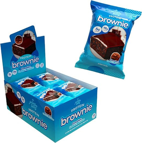 Brownie de Proteína Prime Bites da Alpha Prime Supplements | Alto teor de proteína, enriquecido com colágeno, lanche delicioso com baixo teor de açúcar | 12 barras por caixa (Chocolate Cookie Monster)