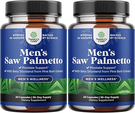 Natures Craft - Saw Palmetto para Homens com Beta Sitosterol – Extrato de Saw Palmetto para Suporte da Próstata e Saúde Masculina | Marca: Prostate Support