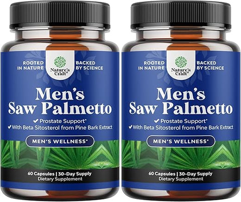 Natures Craft - Saw Palmetto para Homens com Beta Sitosterol – Extrato de Saw Palmetto para Suporte da Próstata e Saúde Masculina | Marca: Prostate Support