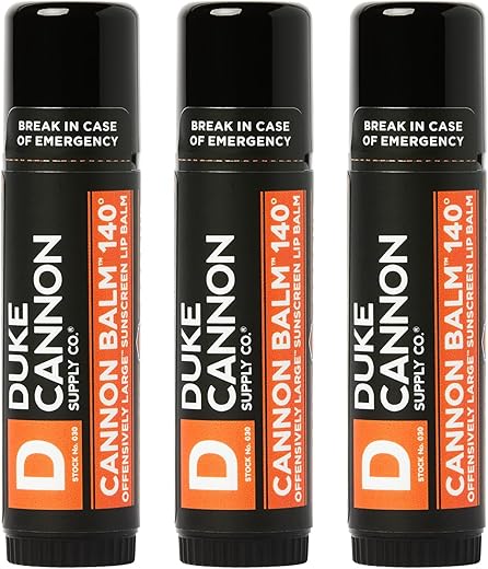 Protetor Labial Tático Cannon Balm 140 para Homens (Laranja Sanguínea Mentolada) Multi-Pack – Desempenho Superior, Resistente, FPS 30, Bálsamo Grande para Trabalhadores Incansáveis - Duke Cannon Supply Co.