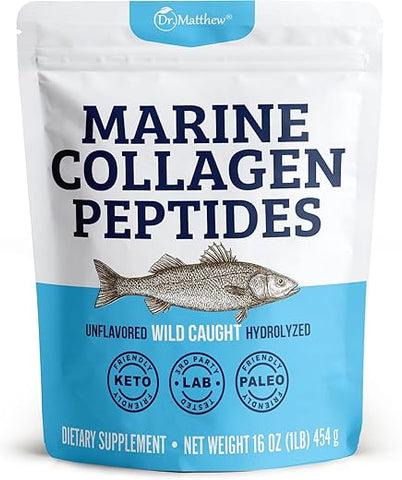 Colágeno Marinho em Pó de Peptídeos de Colágeno Hidrolisado de Proteína de Peixe Selvagem – Cabelos - Dr. Matthew