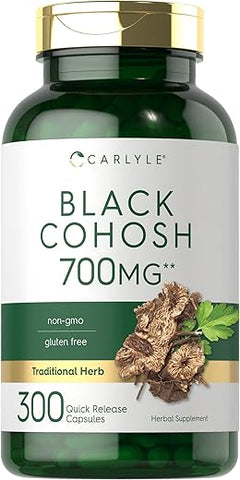 Cápsulas de Cohosh Preto | 700mg | 300 Unidades | Fórmula Livre de Transgênicos e Glúten | Extrato de Raiz de Cohosh Preto - Carlyle