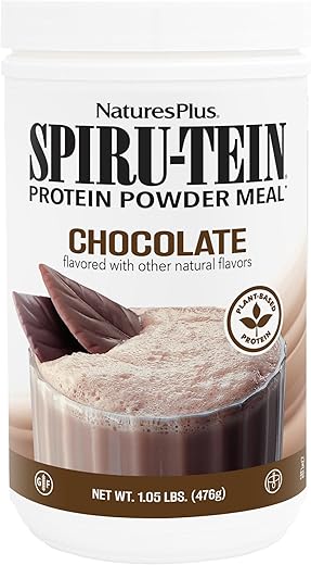 SPIRU-TEIN Chocolate – 1.05 lb – Shake Proteico à Base de Plantas – Não-OGM, Vegetariano, Sem Glúten – 17 Porções Totais - Natures Plus