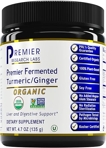 Fermented Turmeric/Ginger – Pó de Suporte à Saúde Digestiva com Cúrcuma – Marca Premier Research Labs - Premier Research Labs