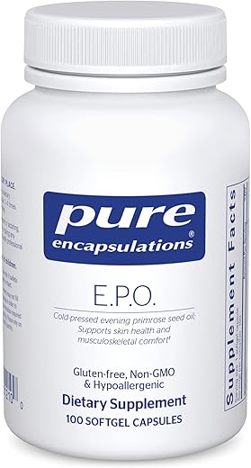Óleo de Prímula da Pure Encapsulations | Suplemento Dietético Hipoalergênico com 9% GLA | 100 Cápsulas Softgel