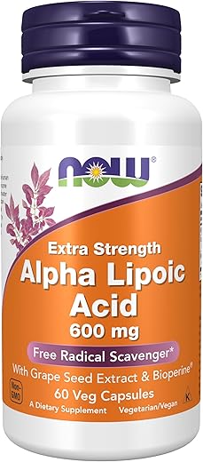 Suplementos, Ácido Alfa Lipoico 600 mg com Extrato de Semente de Uva – Potencialize sua saúde com qualidade e eficácia - NOW Foods