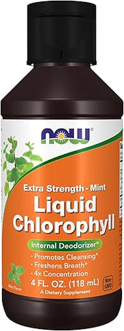 Suplementos, Clorofila Líquida Extra Forte de Hortelã, Desodorizador Interno*, Promove Limpeza - NOW Foods