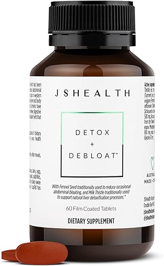 Vitamins Fórmula Detox e Desinchá para Saúde do Fígado | Cápsulas Detox para o Fígado | Fórmula Desinchá com Cardo Mariano, Cúrcuma, Funcho | Suplemento para Limpeza do Fígado (60 Comprimidos) - JSHealth