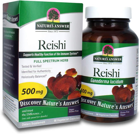 Nature's Answer - Cápsulas Vegetarianas de Reishi Mushroom Mycelia da Nature’s Answer, 90 Unidades | Suporte Imunológico | Promove Saúde Cardiovascular | Suporte ao Fígado