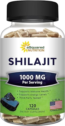 Shilajit 1000mg – 120 Cápsulas – Extrato Puro de Shilajit em Cápsulas e Pó – Humic Natural – 120 Cápsulas - aSquared Nutrition