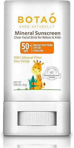 BOTAO - Protetor Solar Mineral para Bebês em Bastão 100% Óxido de Zinco FPS 50 Resistente à Água Proteção UVA/UVB Fácil de Aplicar Sem Fragrância