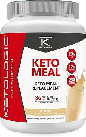 Shake em Pó Substituto de Refeição Keto com MCT Óleo e Whey de Pasto – Fórmula Perfeita para a Cetose – 20 Porções – Baunilha - Ketologic