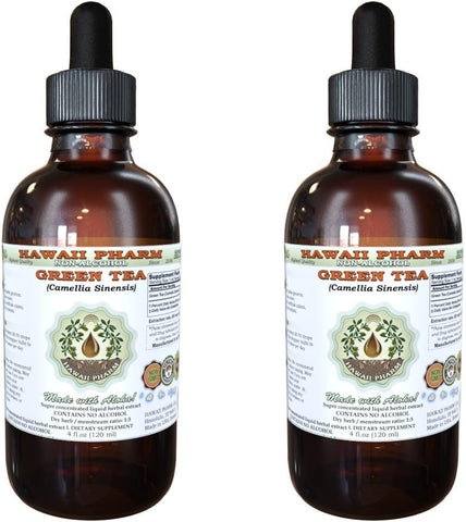Extrato Líquido de Chá Verde Sem Álcool, Glicerito de Folha Seca de Chá Verde (Camellia Sinensis) Hawaii Pharm – Herbal Natural 2×120 ml