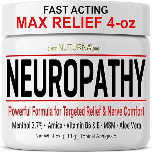 Nuturna - Creme Neuropatia Alívio Nervoso – Ação Rápida Máximo Alívio para Pés Mãos Pernas Dedos Costas – Ultra Força Mentol Arnica Aloe Vera MSM, Alívio Natural e Calmante para Nervos, 100g