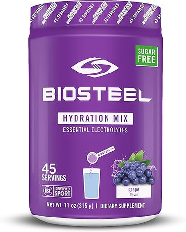 BIOSTEEL - BioSteel Zero Sugar Mix de Hidratação, Sabor Uva, 45 Porções por Pote – Hidratação Deliciosa com 5 Eletrólitos Essenciais