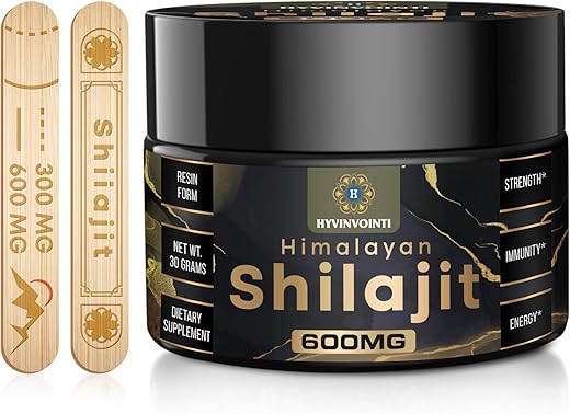 HYVINVOINTI - Shilajit Resina Orgânica Pura do Himalaia 600mg – Grau Ouro, Energia e Vitalidade
