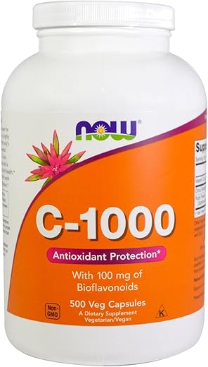 Vitamina C-1000, 500 Cápsulas Vegetarianas – Aumente sua imunidade com a marca líder em suplementos - NOW Foods